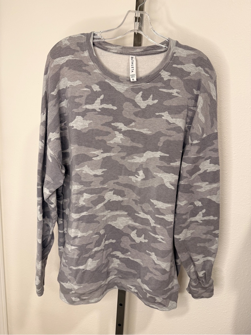 Athleta Gray Camo Crewneck Pullover